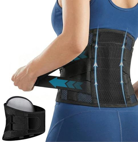 ANAMPION Faja Lumbar Hombre Mujer con Soporte Biónico,Almohadilla de Apoyo 3d Férulas Ergonómicas,Cinturón Lumbar con Doble Ajuste,Faja Lumbar para Espalda,Deportes,Postura(XXL)