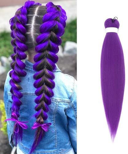 Lila hår att fläta in, 66 cm, långt lila fläthår, konsthår att fläta in, hårsträngar att fläta, håraccessoar för barn, fester, semester, karneval, dekoration