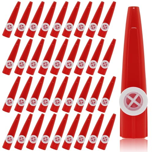 36 Pieces Plastic Kazoos, Kazoo Musical, Good Companion for Guitar Violin Piano Keyboard Ukulele for Party Favors. (Red)