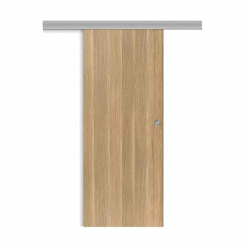 Porte coulissante applique Matild, H.204 x l.63 cm, sans serrure, finition chêne brut structuré