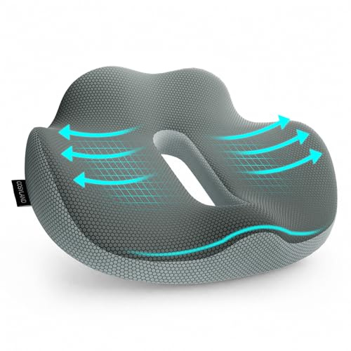 COSYLAND Sitzkissen Ergonomisch in Wellenform - Memory Foam Stuhlkissen für Home Office & Auto - Entlastung für Steißbein & Rücken - Grau (bis 90kg)