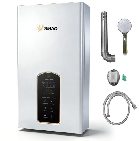 Calentador de agua de gas natural de 12LPM, arranque a presión extremadamente baja de 0,02 MPa, pantalla táctil HD con modo de cocina para apartamentos y edificios de gran altura