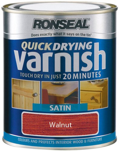 Ronseal QDVSW750 750ml Quick Dry Varnish Coloured Satin Walnut