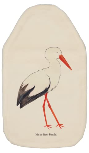 Mr. & Mrs. Panda Wärmflasche Storch - Geschenk, Körnerkissen, Wärmekissen, Geburt, Gute Laune, Kleine Wärmflasche, lustige Sprüche, Tiere,