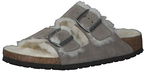 BIRKENSTOCK Ciabatte Donna Arizona in Pelliccia di Agnello, Grigio., 44 EU