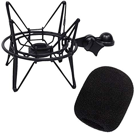 Samson SP04TB Mikrofon-Spinne Schwarz + keepdrum WS02 Schaumstoff Windschutz