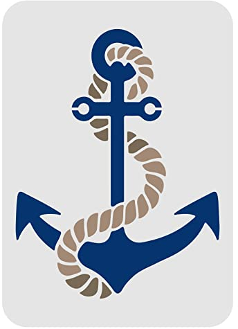 FINGERINSPIRE Plantilla de ancla de 21 x 29,7 cm, plantilla de pintura náutica, plantilla de dibujo con patrón de yelmo para bricolaje, arte de verano, decoración para pintar en madera, suelo, pared