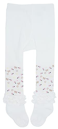 Snegyu Carino Collant con Floreale Volant Frilly Trim per Bambina Bimba Neonata Calze Collant Principessa Leggings Calzini Calzamaglia Cotone per 1-2 Anni