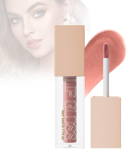 Mikabila Brillo Labios Purpurina, Barra de Labios Brillo y Volumen,Ligero No Pegajoso Brillo de Labios, Alto Brillo Labial Plumping Lipstick, Brillo de Labios 3D, labios Extreme Shine (04#SILK)