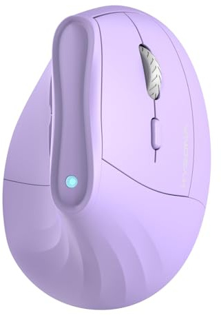 KYSONA 57° ergonomisk trådlös tornmus, vertikal tyst ergo-mus, Bluetooth (BT5.0, BT3.0) och 2,4G, (800/1200/2400/2400/4000), 7 knappar för Windows, macOS, iPadOS, bärbar dator, PC, lila