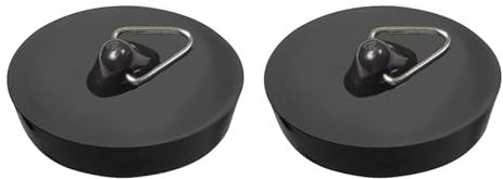 2 Pcs Bouchons D'évier en Caoutchouc, Cuisine Bouchons D'évier, Bouchon d'Évier en Caoutchouc avec Anneau de Suspension, pour Baignoire, Cuisine, Salle de Baine (Noir)