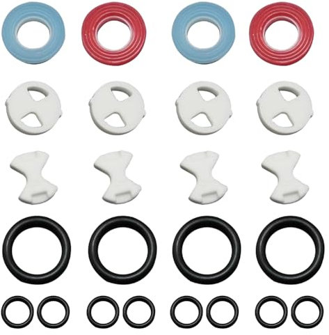 24Pcs Tap Washers for Mixer Taps,tap washers,mixer tap cartridge, Valve Cartridge Replacement Kit with Ceramic Discs, 1/2 Turn Silicone O-Ring Gaskets for Leaking Kitchen Sink Tap Repair