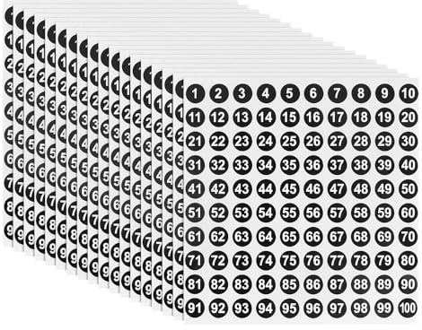 28 Fogli Adesivi Numerati 10 mm, Numeri Adesivi Neri in vinile,Numeri Adesivi Etichette Adesive,Impermeabili Autoadesivi Rotondi Adesivi Numerati,per ufficio,scuola