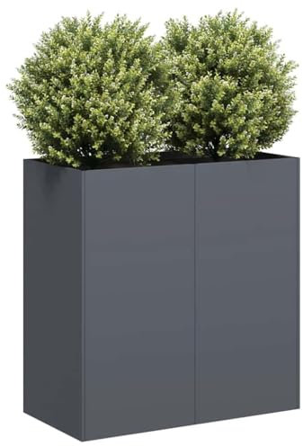 Homgoday Jardinera de Acero Laminado en frío Antracita 80x40x80 cm Jardinería para Cultivo de Flores Plantas Hierbas Huerto Urbano para Jardín Terraza Patio Balcón