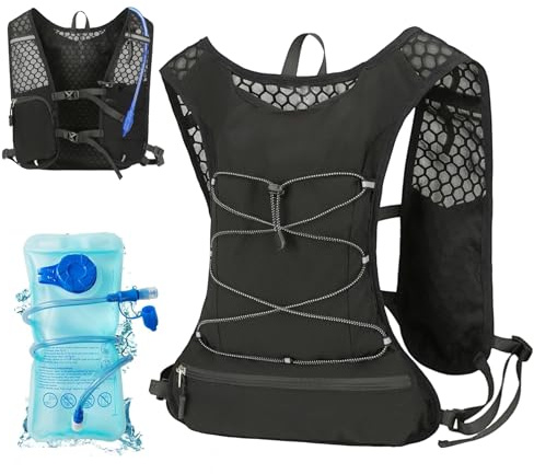 Yaskyly Running Hydration Vest 5L with 2L Water Bladder, Running Backpacks Lightweight Hydration Pack Functional Running Vest Water Daypack for Women Men Jogging Trail Race Marathon Cycling Hiking