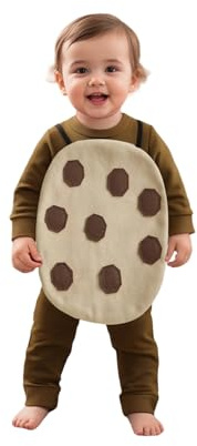 GINEVSAL Toddler Cookie Halloween Outfits Long Sleeve Sweatshirt and Pants with Biscuit Set Baby Halloween Clothes (Coffee, 0-6 Months)