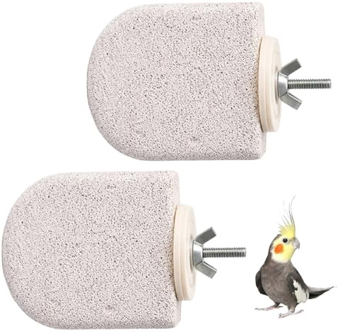 2pcs Parrot Perch, Natural Bird Perches for Cage, Budgie and Cockatiel Perches with Teeth Grinding Stone, Platform Perch for Pet Bird Cage, Sand Perches for Birds