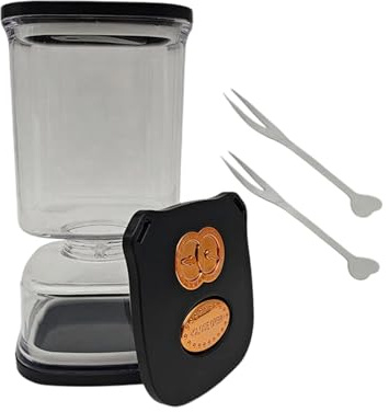 Oxxggkao Barattolo quadrato separatore secco e umido da cucina con forchetta e timer per decapaggio verdure sottaceti barattolo con colino contenitore di vetro sottaceti