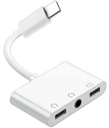 Jazuaiao Dongle de sonido USB C con reducción de ruido y compatibilidad energética rápida, divisor de sonido USB C permanente