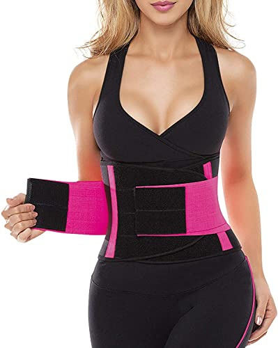 SHAPERX Waist Trainer for Women Tummy Control Waist Cincher Belt Workout Sweat Band Back Support Sport Girdle, SZ8002-Rose-M