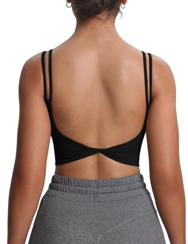 Aoxjox Dam träning sport BH fitness vadderad rygglös yoga magtröja snurrad rygg cami