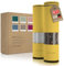 LARS NYSØM Salt and Pepper Grinder Set 2 Pieces I Salt Pepper Mill with Adjustable Ceramic Grinder I Design Spice Grinder Set Manual (Mustard Yellow)