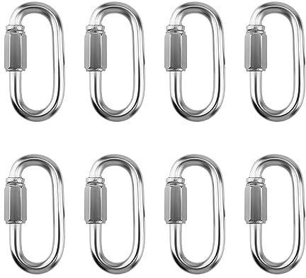 ZEONHEI 8 Stück M6 Edelstahl Schraubverbinder, Kettenglied mit Schraubverbinder, 6mm Kettenglied Kettenverbinder, Kettennotglied für Karabiner Hängematte Camping, Outdoor, 280kg Tragkraft