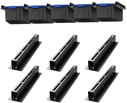 Dtructiew Overhead - Scaffali portaoggetti da 43,2 cm, per garage, da appendere al soffitto, organizer da appendere per borse, contenitori da soffitto resistenti (6 confezioni, per 5 bidoni), nero