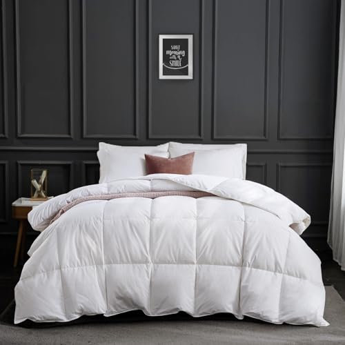 APSMILE Couette 240x260 Hiver Tres Chaude Duvet Plume et d'oie, 100% Coton Égyptien, Couettes Gonflante 1 Personne, Edredon Naturelles Certifiée RDS, Blanc 240x260 cm