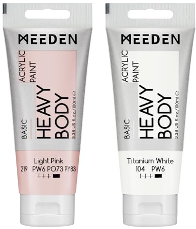 MEEDEN Acrylic Paint Light Pink: 100ml Heavy Body Acrylic Paint Tube Bundled with Additional Titanium White Colour for Art Craft Painting