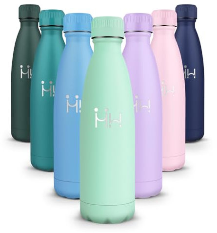HoneyHolly Botella Termica 500ML - Botella agua Acero Inoxidable, Termo con pared Doble Aislamient, de Fugas, Cantimplora Termica para Niños, Deportiva, Gym - Conserva 12 Horas Caliente, 24 frio