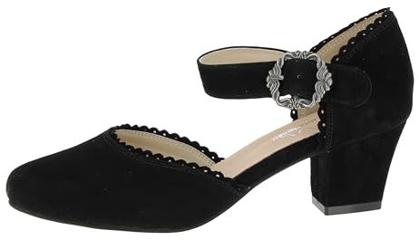 Hirschkogel Femme Damen Trachten Pumps Escarpins, Noir, 43 EU