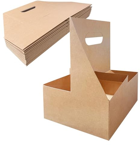 50 Pcs Coffee Drink Carrier with Handle( 4 Cups),Assemblable Drink Holder with Handle,Disposable Cup Holders for Drinks, Great for All Your Drink and Food Delivery,Coffee Carrier