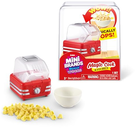 Mini Brands Really Works Magic Cook Kitchen Capsule Series 1 (Popcorn Machine) by ZURU, Miniature Real Working Kitchen Appliances, Non-Edible Collectible Mystery Toy for 3+ Kids, Teens and Adults