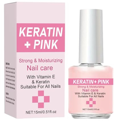Nail Strengthener and Growth Natural Nails, Pink Nail Polish Strengthener for Damaged & Weak Nails, Long-Lasting Quick Dry Nail Hardener Extra Strong, Enhanced Shine, Faster Growing