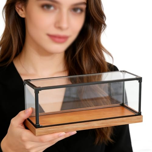 Vitrina Expositora Vitrina Acrílica con Marco de Metal, 50, 55, 60 y 80 cm de Largo, Cajas de Exhibición Transparentes para Figuras Coleccionables, Regalos(60x25x25cm/24x10x10in)