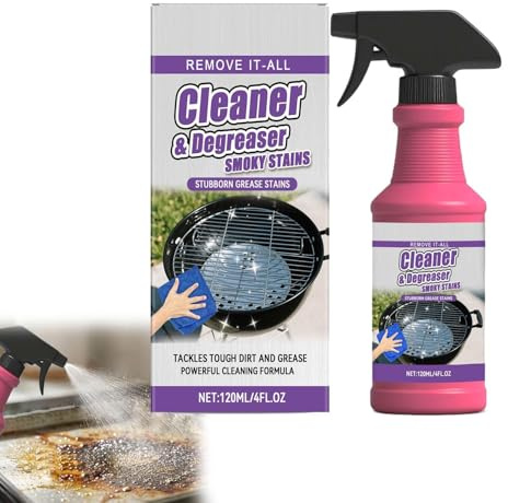 Fast-Acting Heavy-Duty Grill Degreaser Spray,Bbq Grill Cleaner,Grill Cleaner Spray,Bbq Grill Cleaner,All Purpose Heavy Oil Cleaning Agent for Barbecue Grills,Smoky Stains,And Stubborn Grease (1pc)
