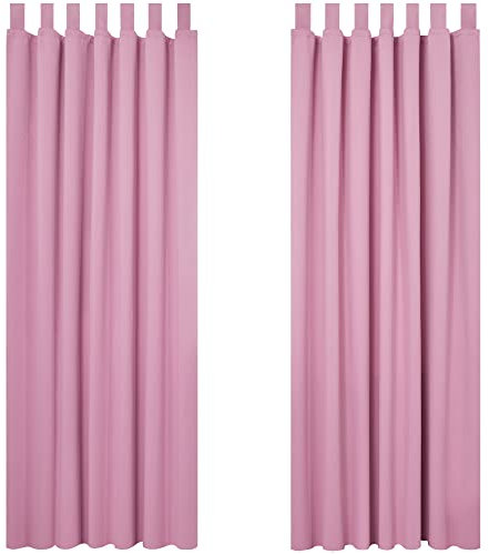 Deconovo Vorhang Blickdicht Gardinen Blickdicht Schlaufengardinen für Wohnzimmer, Kinderzimmer, 175x140 cm(HöhexBreite), Rosa, 2er Set