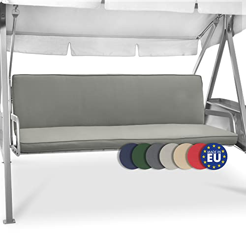 Beautissu Hollywoodschaukel 3 Sitzer Polsterauflagen 2er Set Sitzkissen & Rückenkissen 180x50cm – Waschbare Outdoor Auflage für Hollywoodschaukel Sitzpolster Hellgrau mit Reißverschluss