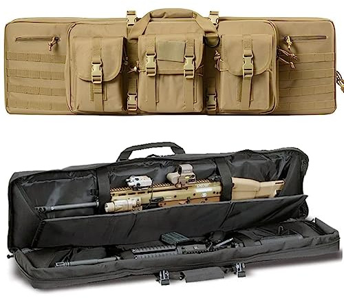 ACEXIER Double Rifle Bag Padded Lockable Carbine Long Rifle Bag Rifle Backpack Gun Bag for Hunting Shooting Range Firearm Transportation with Molle System