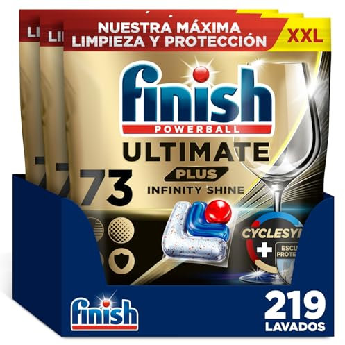 Finish Ultimate Plus Infinity Shine. Pastillas para el Lavavajillas. Limpieza intensiva. brillo diamante + protección vajilla. 219 Pastillas