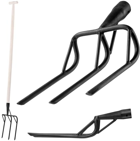 KADAX Spatengabel mit verstärktem Stahlkopf und 3 Zinken, Gartengabel zum Auflockern und Umgraben von harten Böden, Grabegabel aus Stahl (Ohne Stiel)