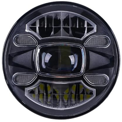 Proyector Moto Faro Led para Motocicleta 7 Pulgadas Faro Delantero Universal Redondo 7 H4 para Softail para Cafe para Racer para Chopper para Ural para IZH para CB400 Faros Delanteros(Black 90W)