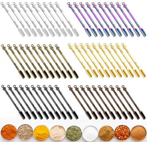 60 Pcs Mini Shovel Spoons, 3.23 Inch Metal Tiny Spices Power Scoop Spoons