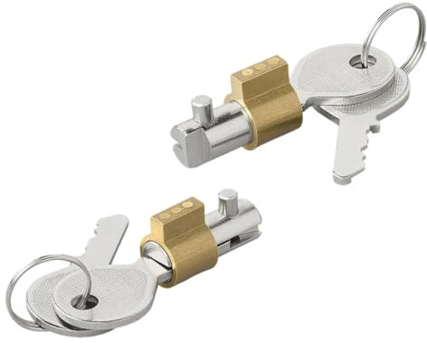 2er Pack Steckschloss für AL-KO AK13 bis AK35 & AKS2000 – Diebstahlschutz Anhängerkupplung – Messing Schloss inkl. je 2 Schlüssel – passend für AL-KO Zugkugelkupplung – Ø11,5 x 25 mm