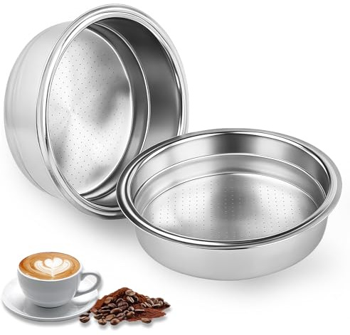 2 Pezzi Filtro per Caffè in Acciaio Inossidabile, 51mm Filtro Macchina Caffe Cestello per Filtro Pressurizzato a Doppio Strato, Riutilizzabile per Macchina da Caffè Esspesso
