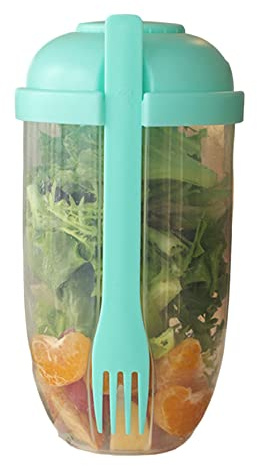 Hperu Contenitore per condimenti per insalata da asporto, tazza per insalata fresca con supporto per condimenti - shaker portatile (verde) - tazza
