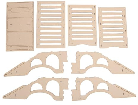Luocute Pont en Bois RC, Obstacle de Voiture sur Chenilles Pliable et Détachable pour Voitures RC à L'échelle 1/18 1/24, avec Construction en Bois Composite Haute densité