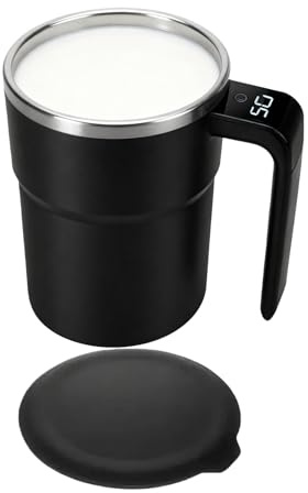 Rechory Coffee Mug - 380ml Drinkware Novelty Automatic Mixing | Rechargeable Stirring Mug with Lid - for Tea Beverage Cocoa Honey Home Kitchen Bar Birthday Christmas Office