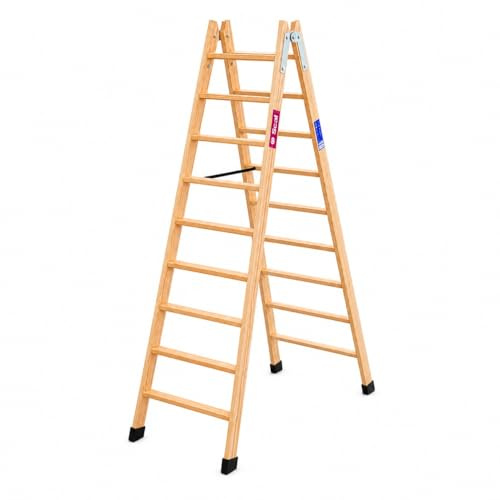 TM-DA Escalera Tijera Doble Acceso de Madera 9x2 Peldaños